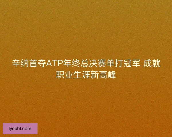 辛纳首夺ATP年终总决赛单打冠军 成就职业生涯新高峰